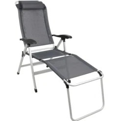 Fauteuil aluminium Confort Maxi Gris navy +Repose-tête +Repose-jambes