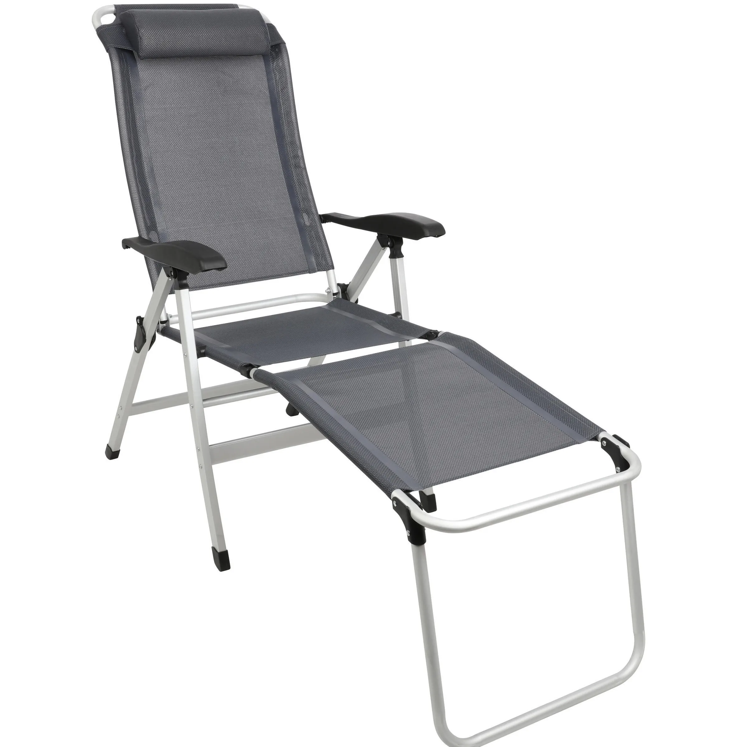 Fauteuil aluminium Confort Maxi Gris navy +Repose-tête +Repose-jambes