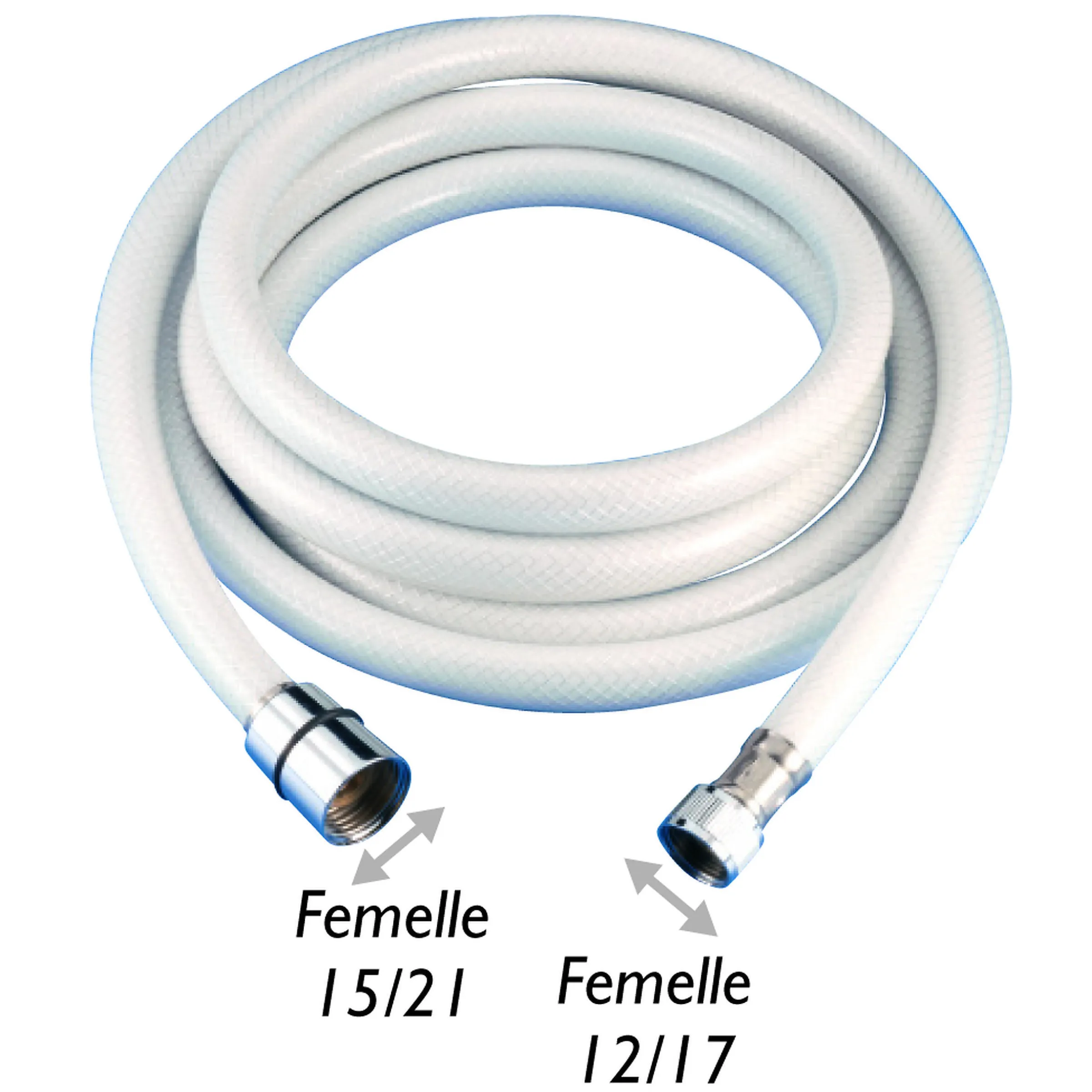 Flexible douche raccord fileté double femelle 15/21 (3/8) & 12/17 (1/2)