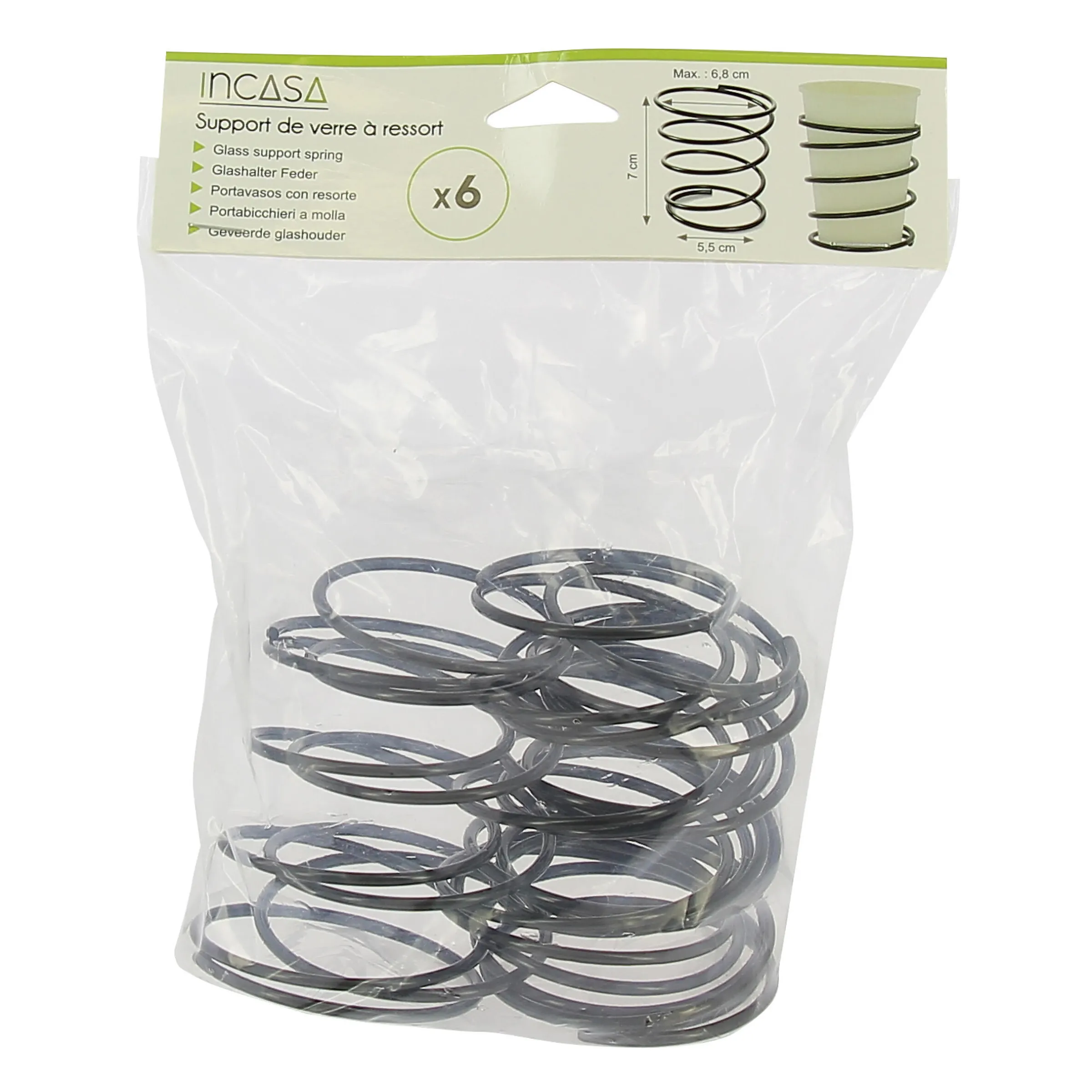 Lot de 6 supports de verre ressorts