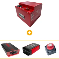 Pack Batterie Lithium + Convertisseur Pure-Sinus + Chargeur DC-DC MBB + Coupe batterie unipolaire