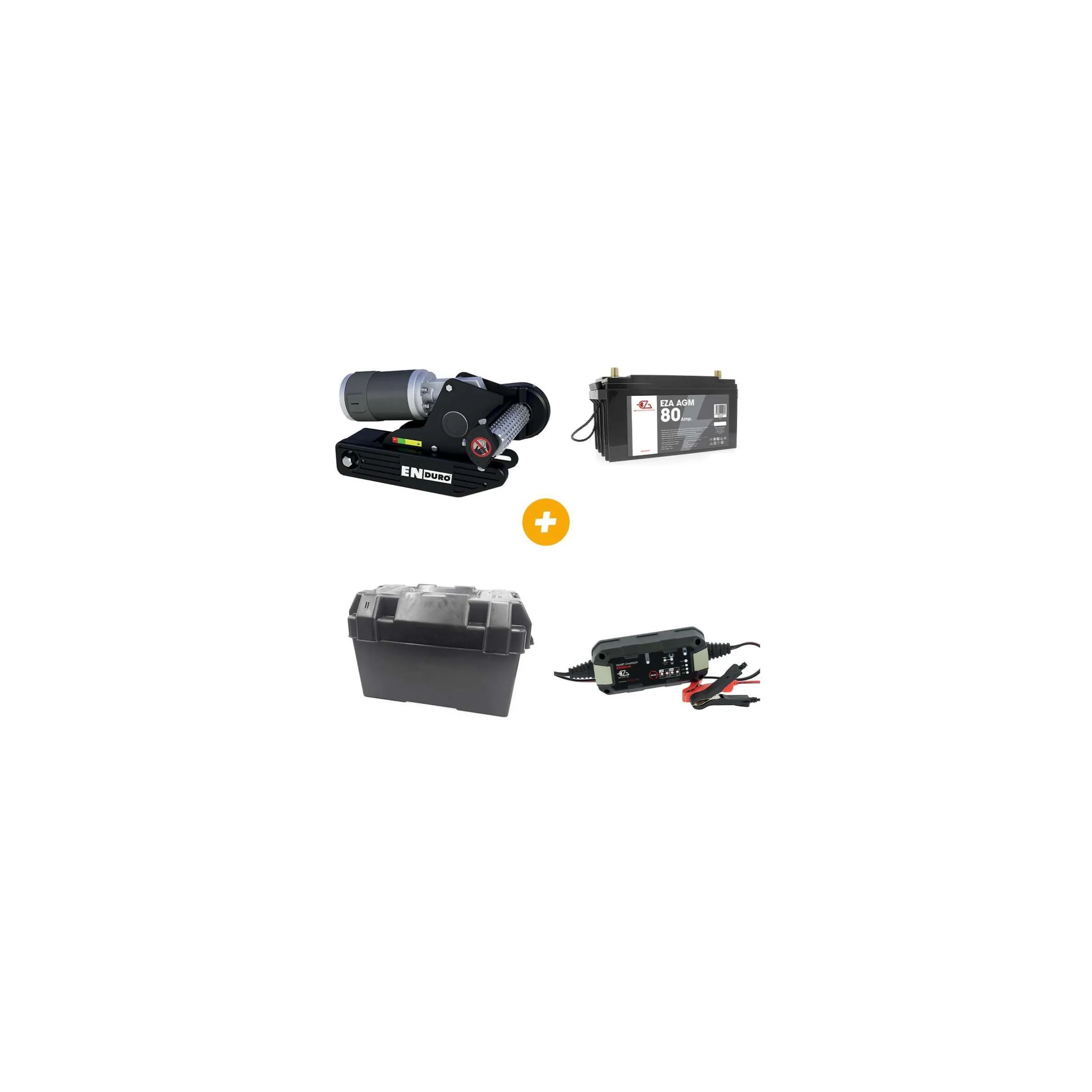 Pack deplace caravane + Batterie AGM + Bac à Batterie + Chargeur