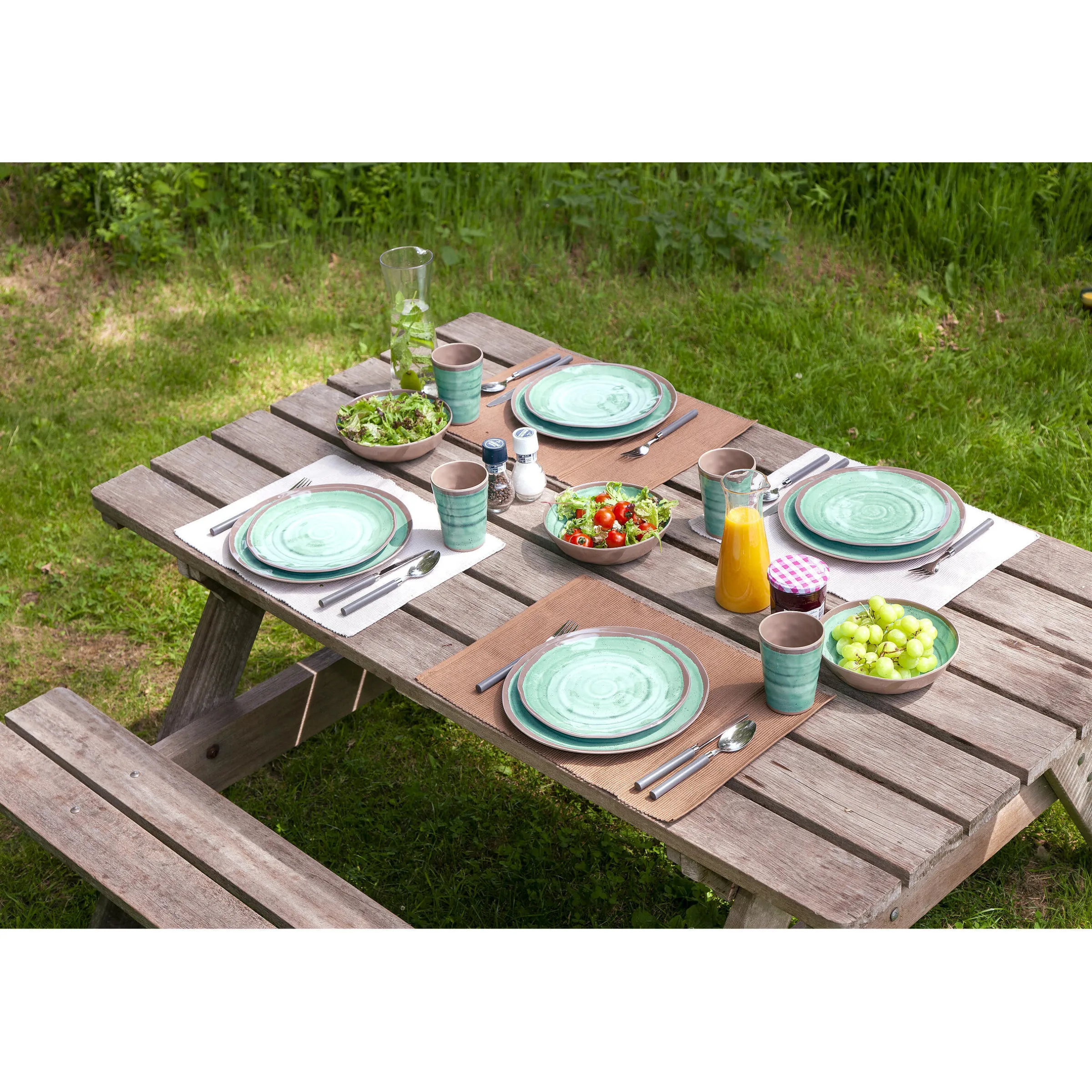 Pack de vaisselle en mélamineHalo Aqua en mélamine 12 Pièces