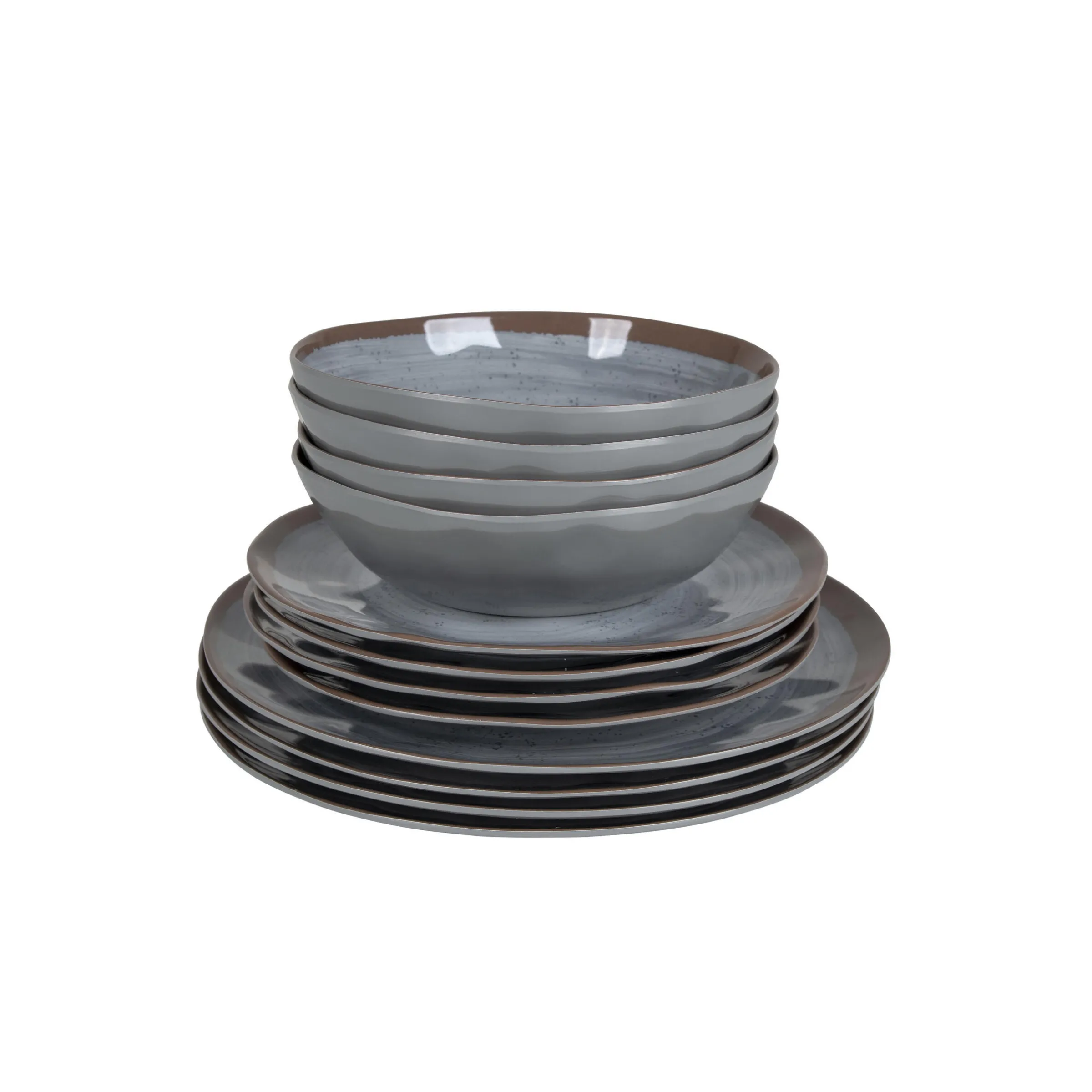 Pack de vaisselle en mélamineHalo Gris et Terra- 12 Pièces