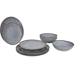 Pack de vaisselle en mélamineHalo Gris et Terra- 12 Pièces