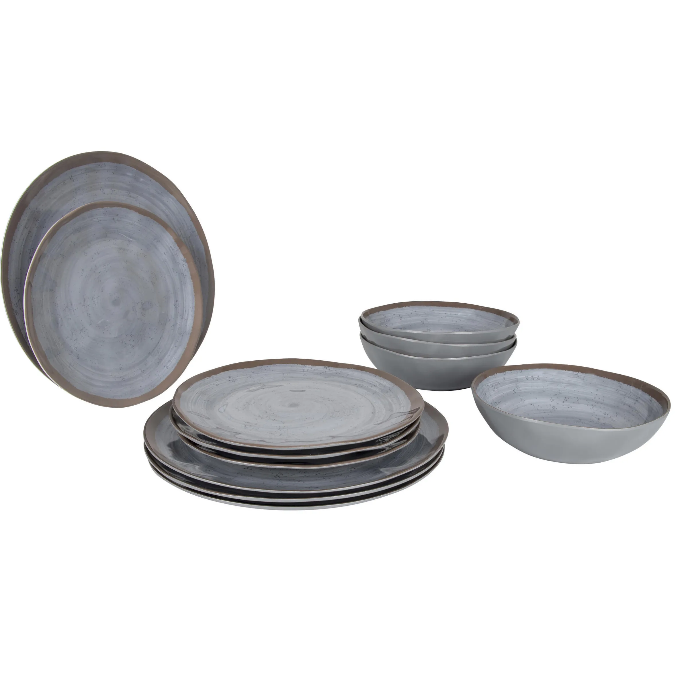 Pack de vaisselle en mélamineHalo Gris et Terra- 12 Pièces
