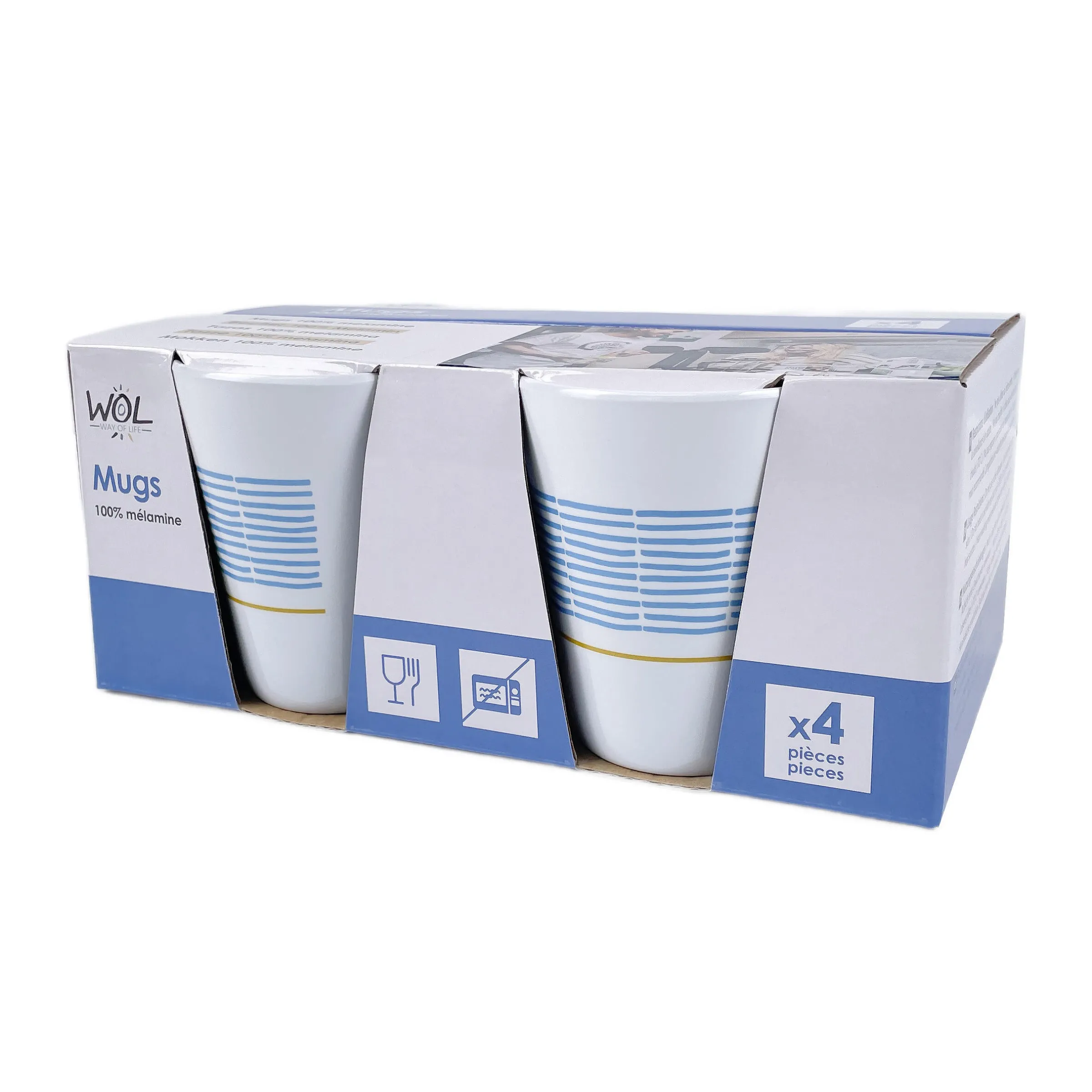 Pack 4 mugs mélamine Olympia