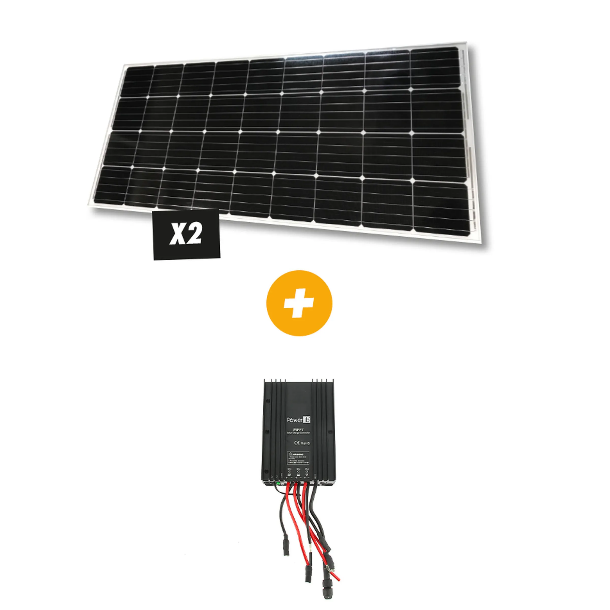 Pack 2 PANNEAUX SOLAIRES E-SSENTIAL FLAT 90 Watts + Régulateur solaire