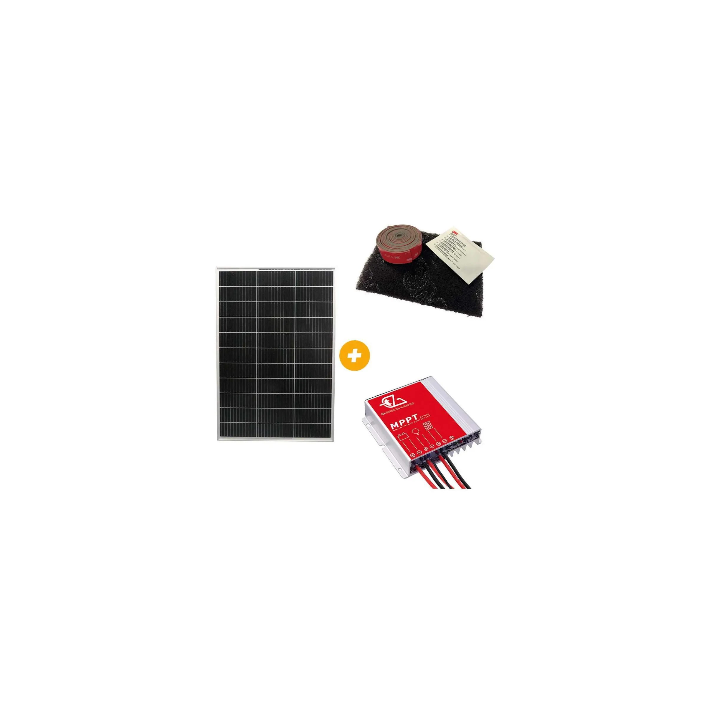 Pack solaire E-ssential Flat 130 W avec régulateur MPPT Bluetooth 10 A et kit adhésif 3M