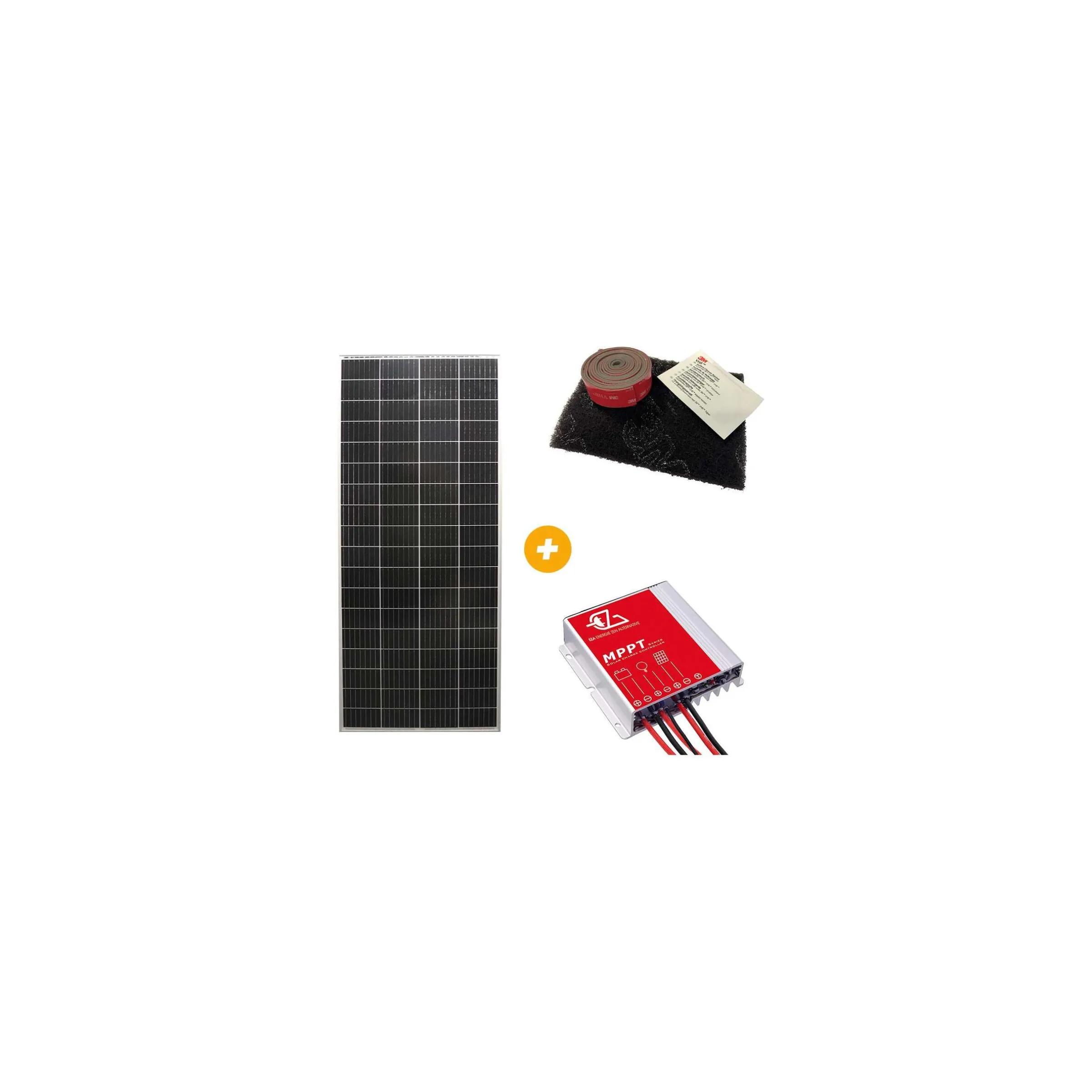 Pack solaire E-ssential Flat 155 W avec régulateur MPPT Bluetooth 15 A et kit adhésif 3M