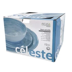 Pack vaisselle mélamine 12 pièces Céleste