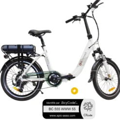 PackVélo à assistance électrique pliant 20 Pouces Blanc Confort + Marquage BicyCode