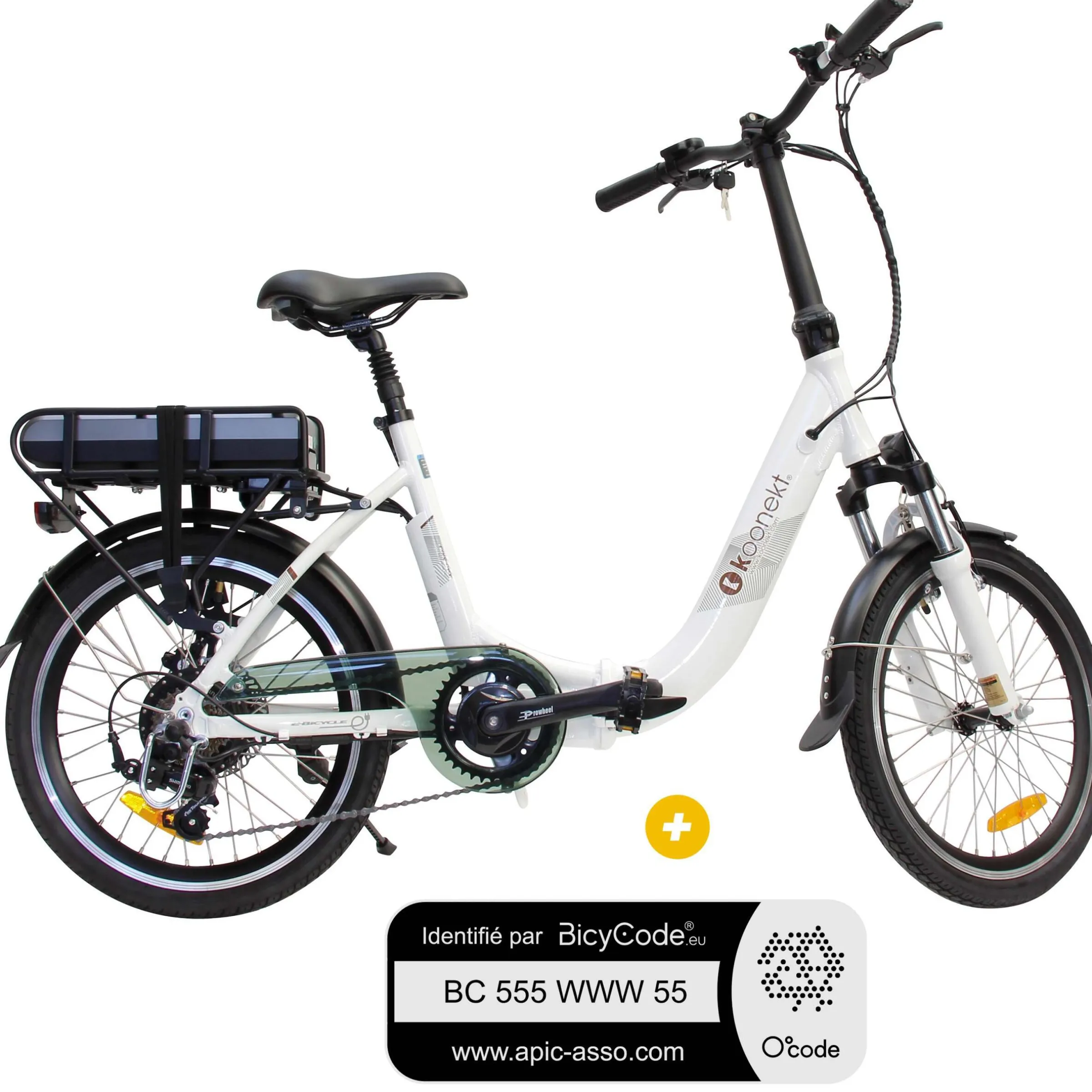 PackVélo à assistance électrique pliant 20 Pouces Blanc Confort + Marquage BicyCode