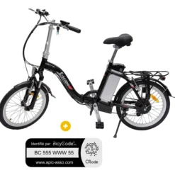 Pack Vélo à assistance électrique pliant Classic 20'' Noir + Marquage BicyCode