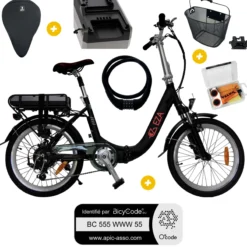 Pack Vélo à assistance électrique Confort 20'' Noir 10,4AH + Marquage BicyCode