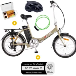 Pack Vélo à assistance électrique pliant Basic 20'' Or + Marquage BicyCode