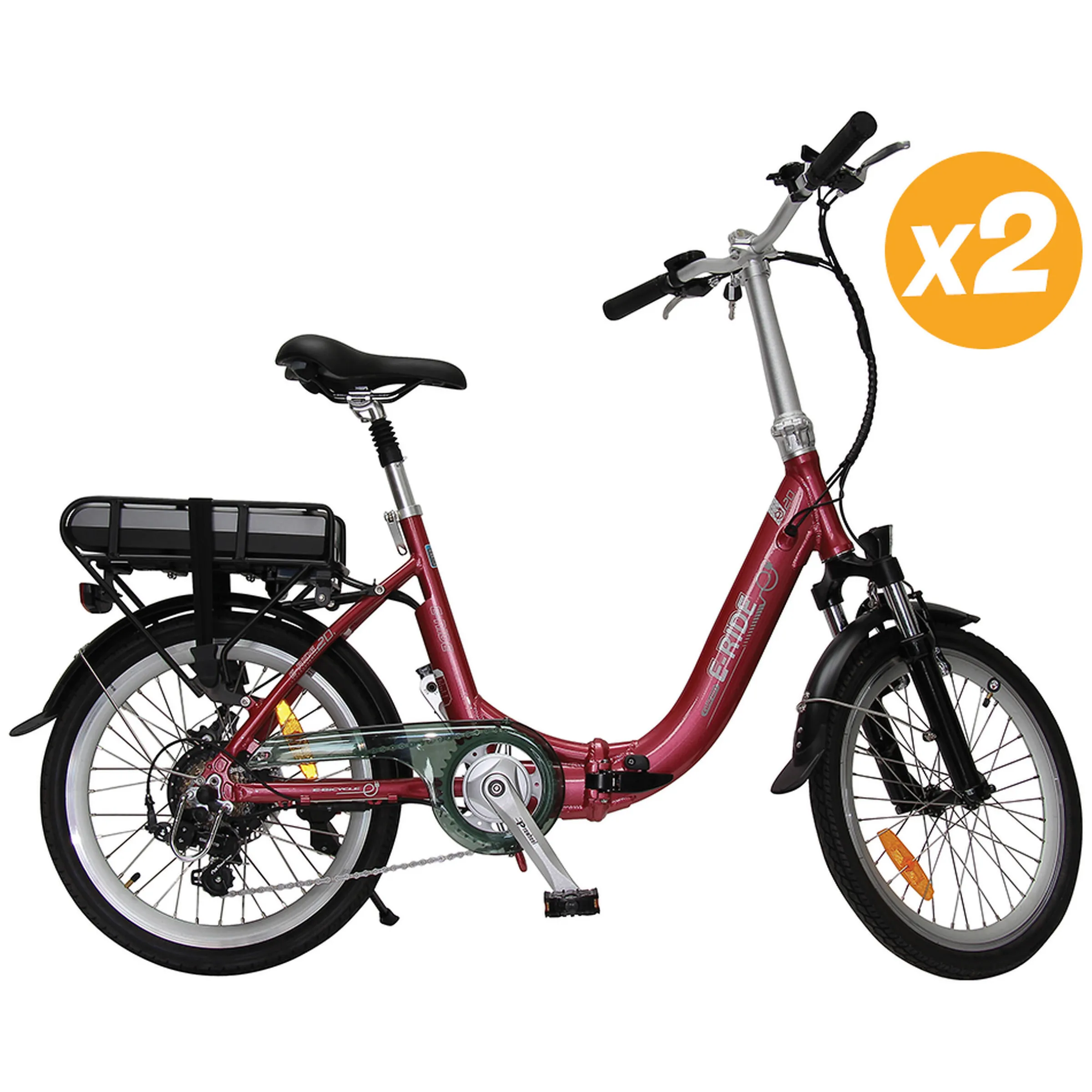 Pack 2 Vélos à assistance électrique pliants 20" Rouge Confort