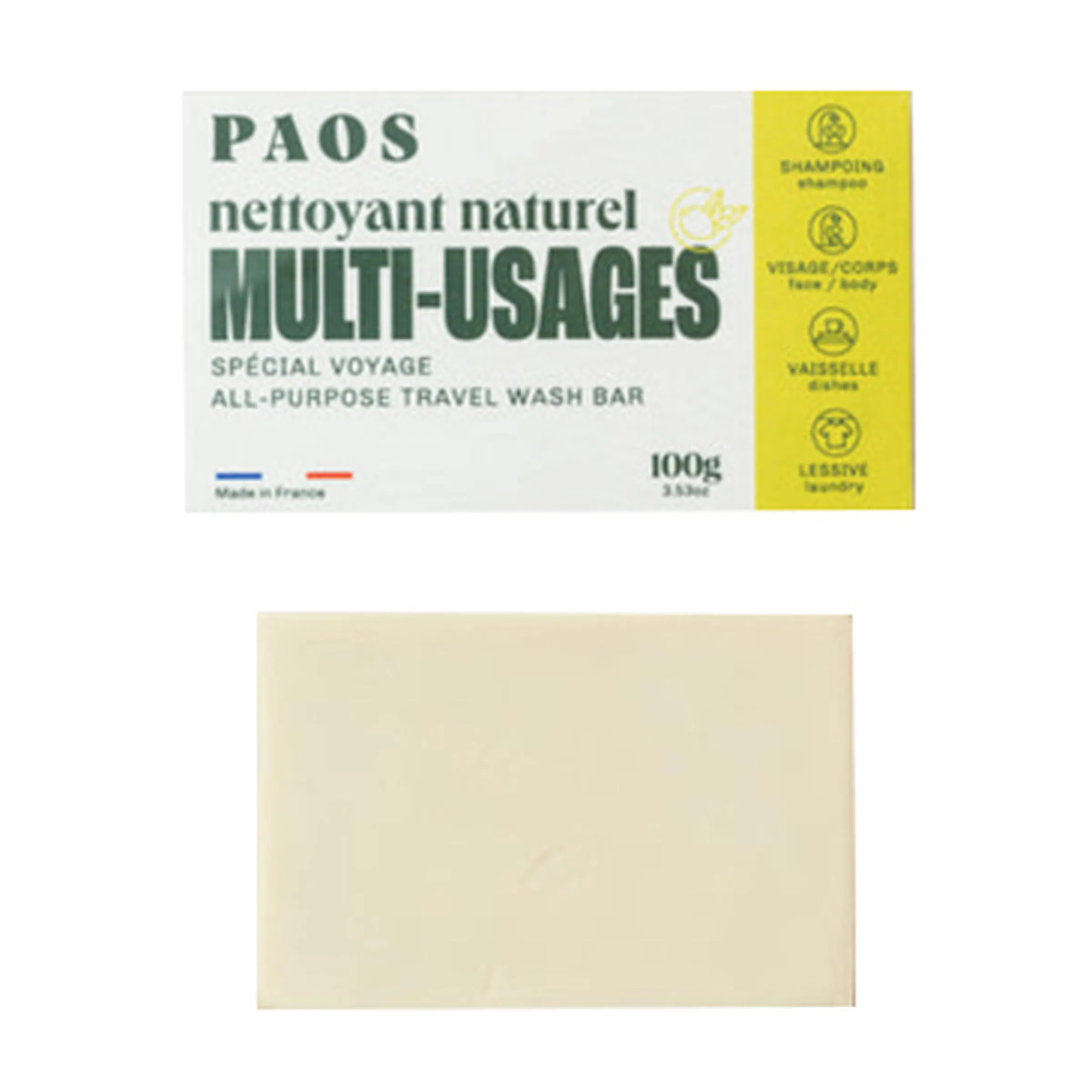 Pain solide multi-usages - Corps / Cheveux / Vaisselle / Linge 100g