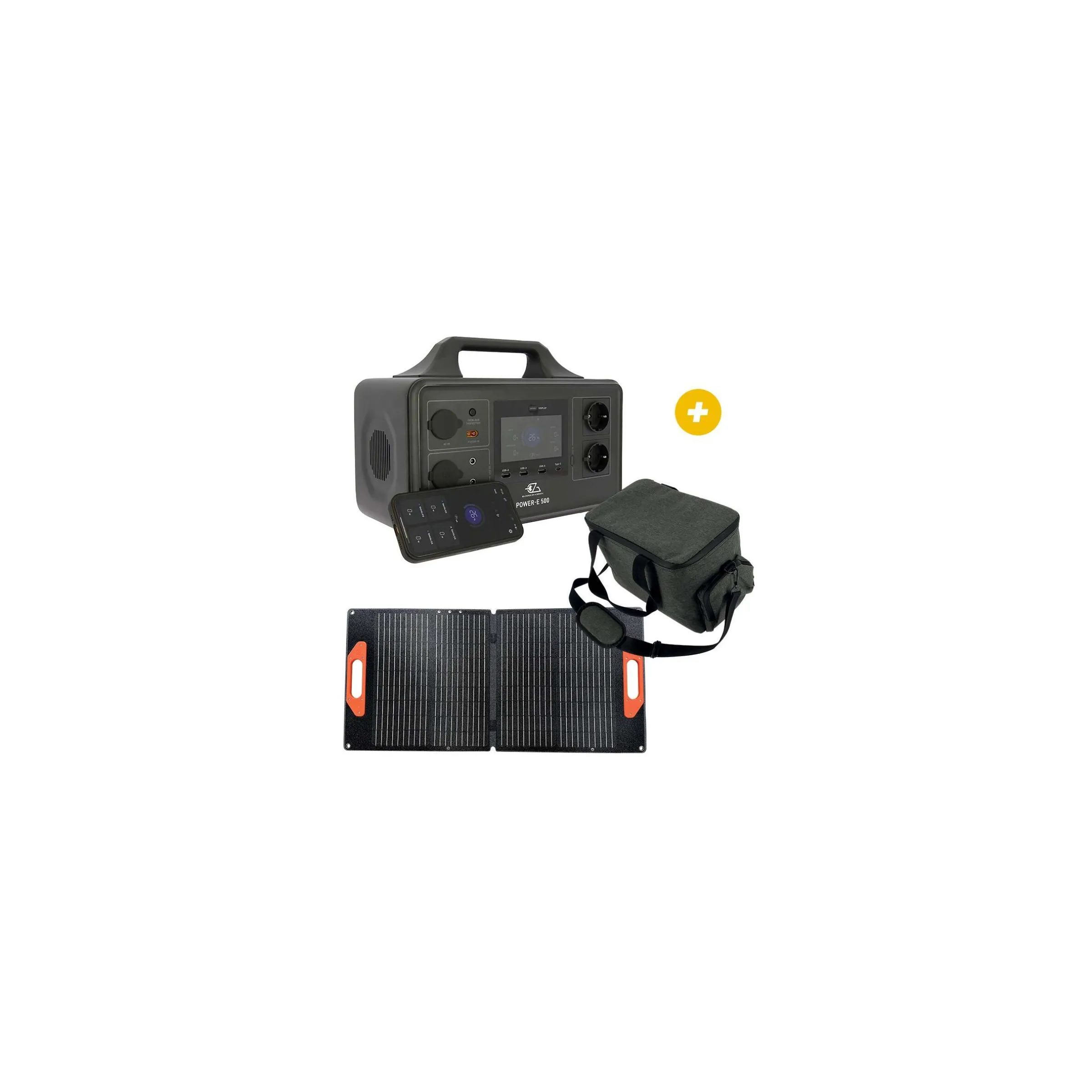 Power station E 500 + sacoche de transport + panneau solaire valise