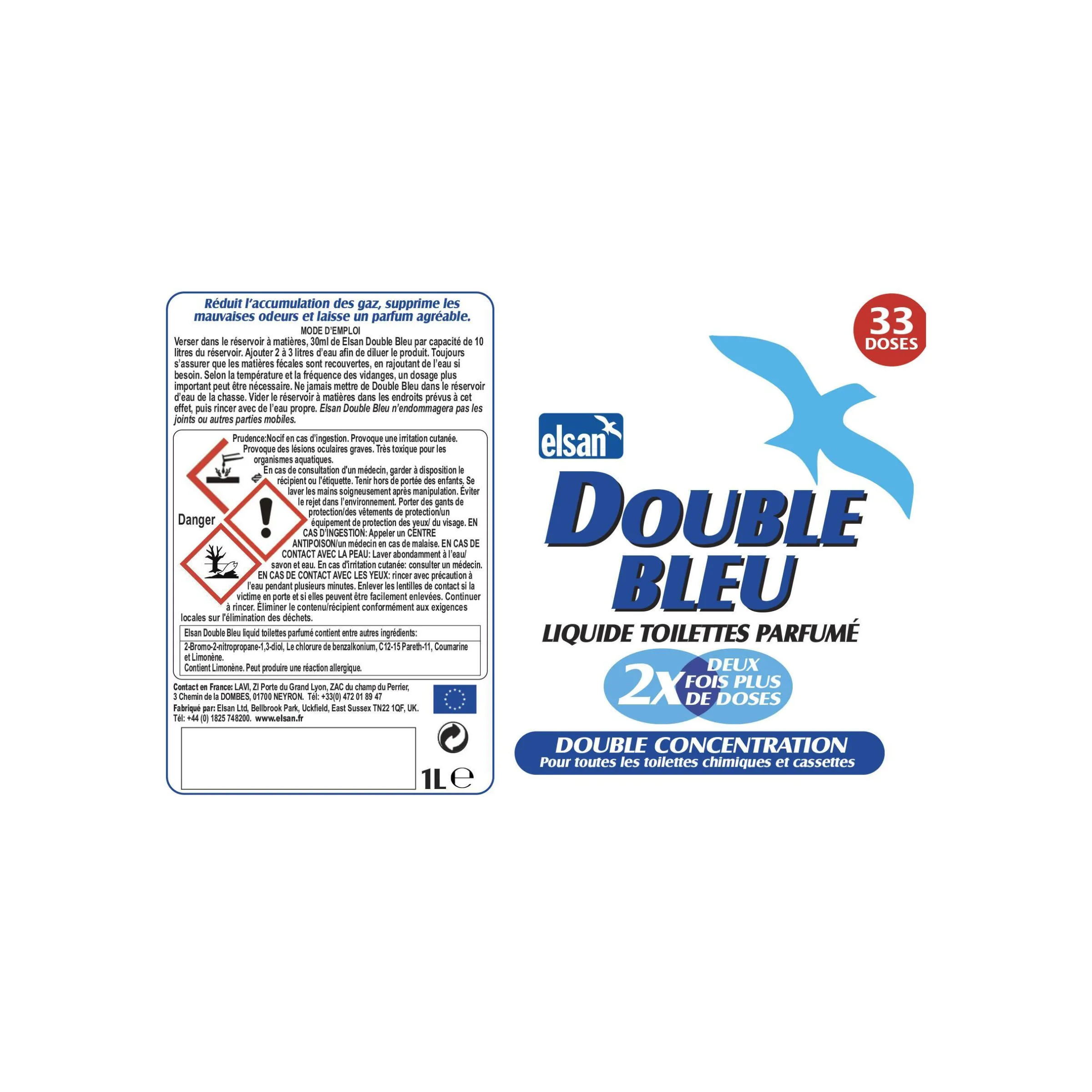 Produit sanitaire bleu concentré