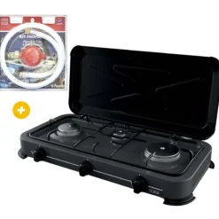 Réchaud à gaz d'extérieur 3 feux + Kit détendeur + lyre spécial BBQ