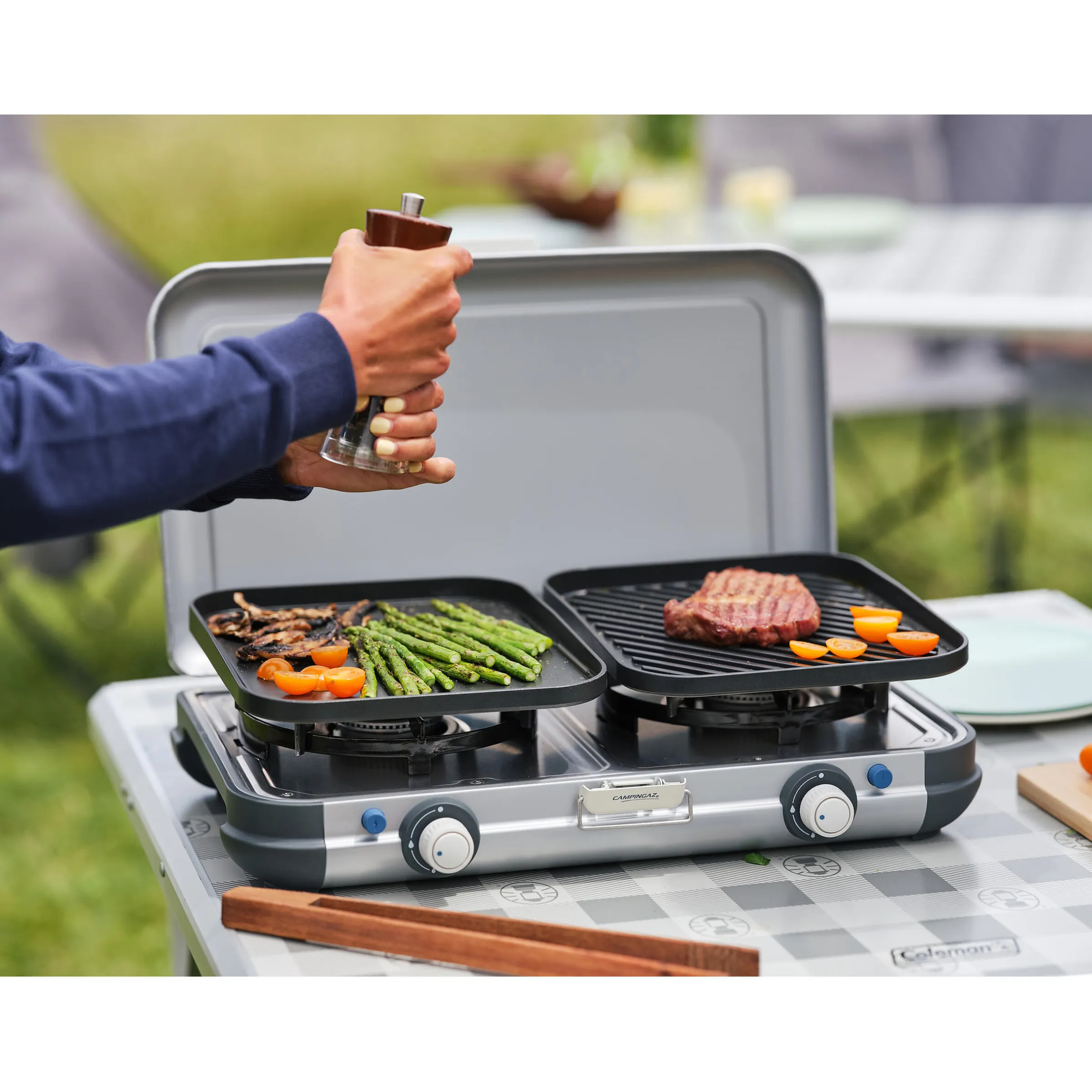 Réchaud à gaz 2 feux Camping Kitchen Grill & Go R