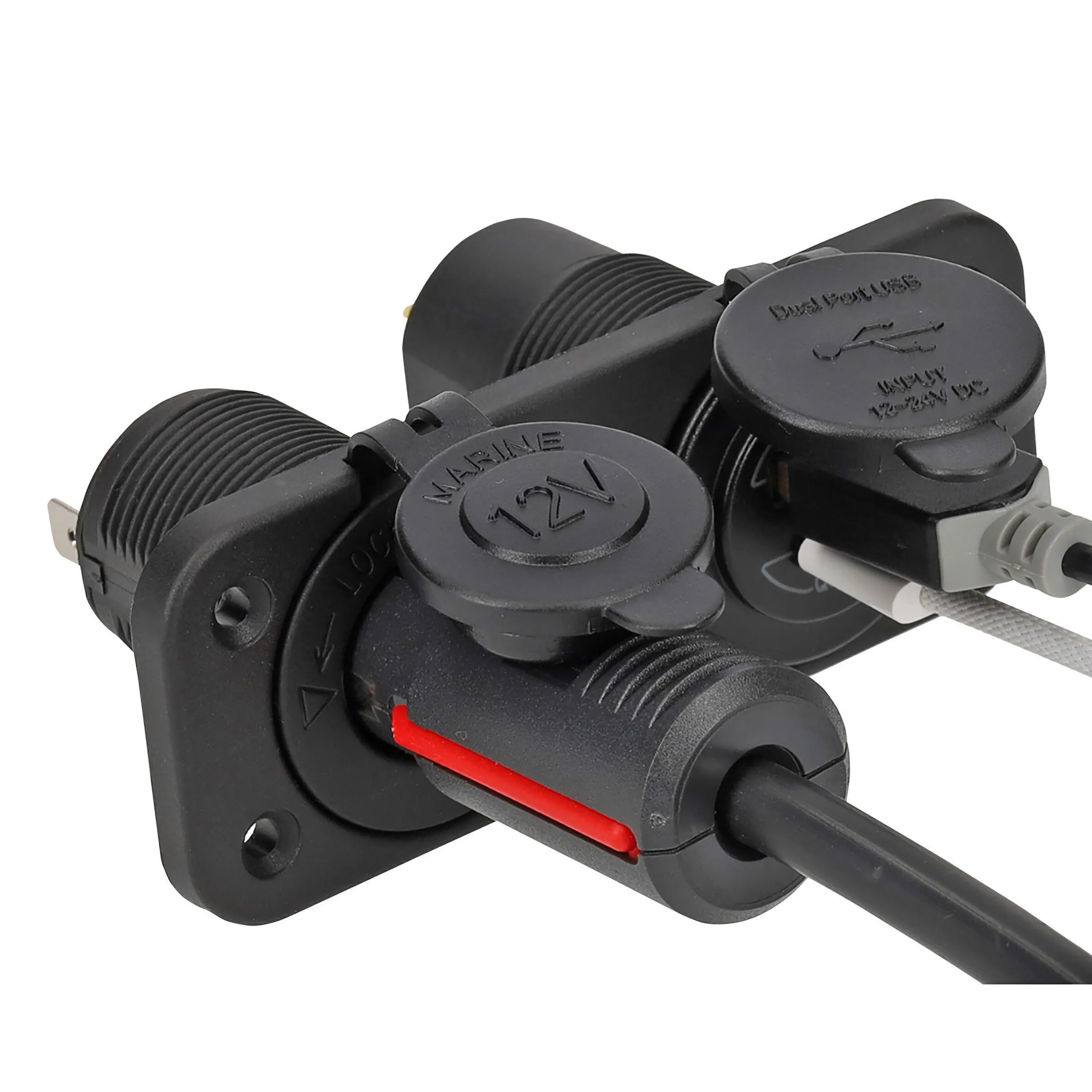 Socle 12 volts + prise USB-A et USB-C
