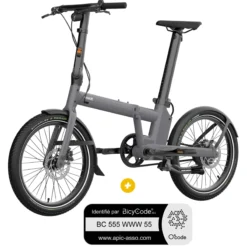 Vélo à assistance électrique pliant 20'' Afternoon Pro Gris Antracite Satin + Marquage Bicycode