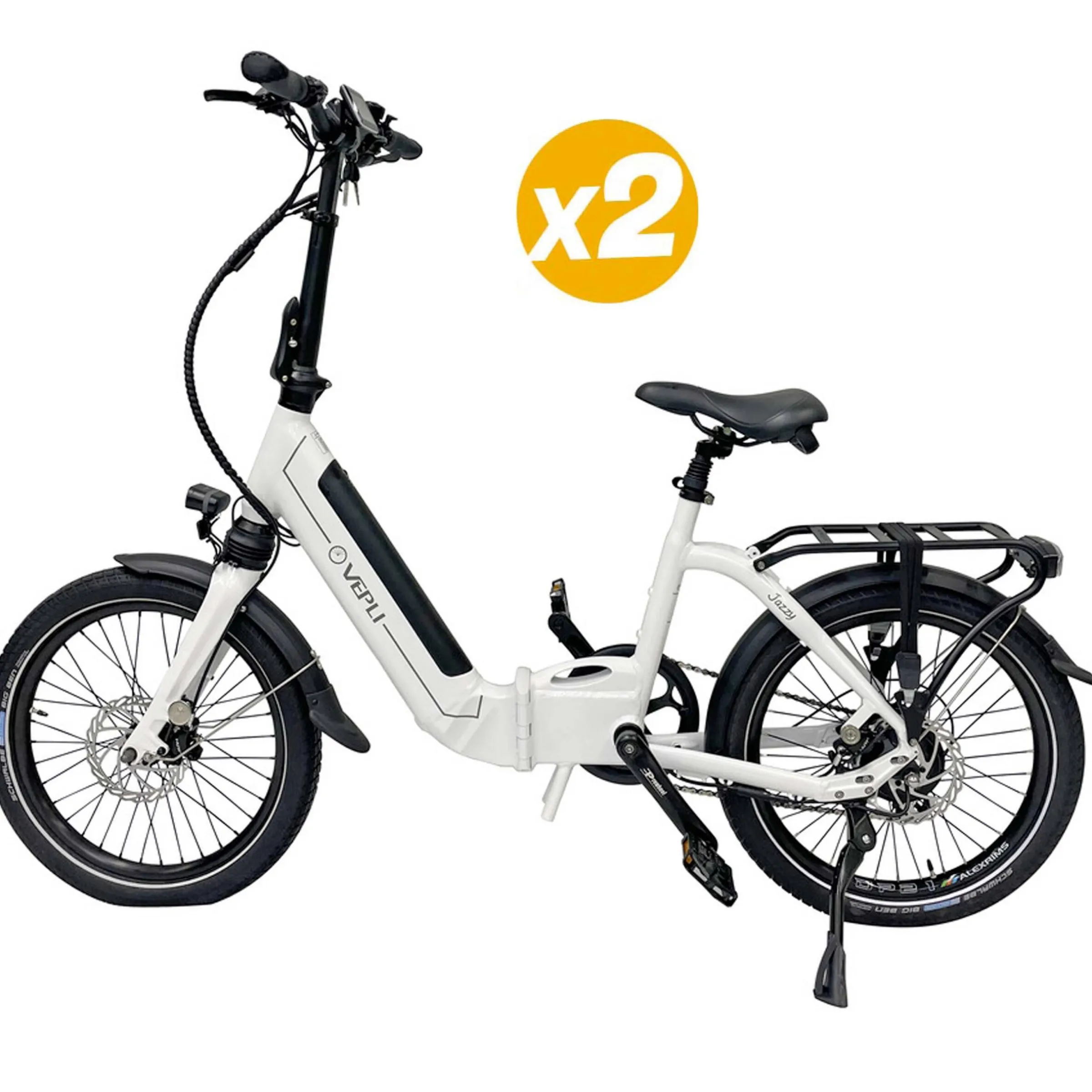 2 Vélos à assistance électrique pliant Jazzy Blanc 11Ah